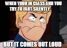 WHEN YOUR IN CLASS AND YOU TRY TO FART SILENTLY.. BUT IT COMES OUT LOUD | image tagged in fred face | made w/ Imgflip meme maker