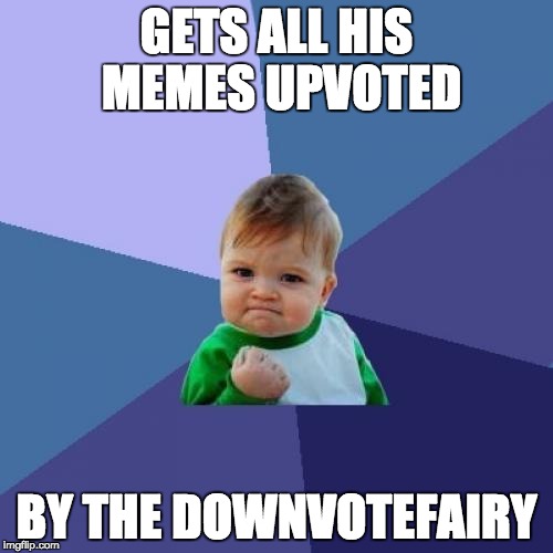 Success Kid | GETS ALL HIS MEMES UPVOTED BY THE DOWNVOTEFAIRY | image tagged in memes,success kid | made w/ Imgflip meme maker