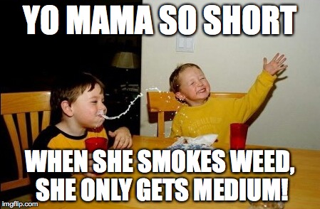 Yo Mamas So Fat | YO MAMA SO SHORT WHEN SHE SMOKES WEED, SHE ONLY GETS MEDIUM! | image tagged in memes,yo mamas so fat | made w/ Imgflip meme maker