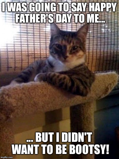 The Most Interesting Cat In The World Meme | I WAS GOING TO SAY HAPPY FATHER'S DAY TO ME... ... BUT I DIDN'T WANT TO BE BOOTSY! | image tagged in memes,the most interesting cat in the world | made w/ Imgflip meme maker