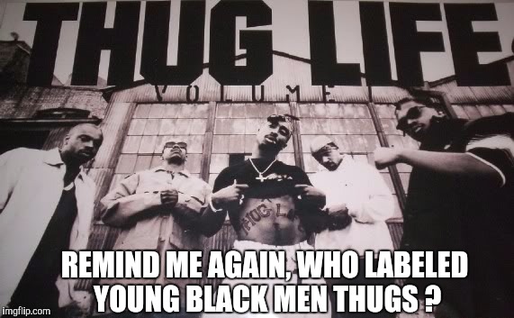 REMIND ME AGAIN, WHO LABELED YOUNG BLACK MEN THUGS ? | image tagged in media | made w/ Imgflip meme maker
