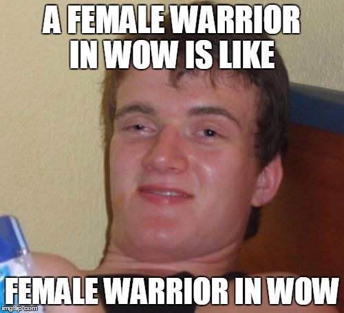 10 Guy Meme | A FEMALE WARRIOR IN WOW IS LIKE FEMALE WARRIOR IN WOW | image tagged in memes,10 guy | made w/ Imgflip meme maker