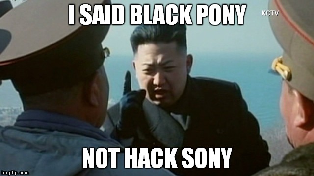 Kim Jong-un | I SAID BLACK PONY NOT HACK SONY | image tagged in kim jong-un | made w/ Imgflip meme maker