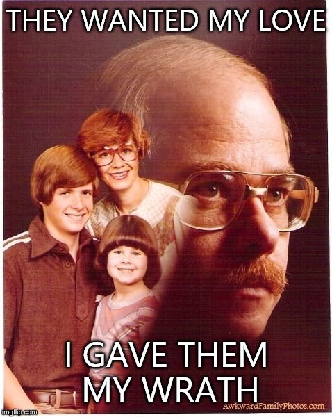 Vengeance Dad | THEY WANTED MY LOVE I GAVE THEM MY WRATH | image tagged in memes,vengeance dad | made w/ Imgflip meme maker