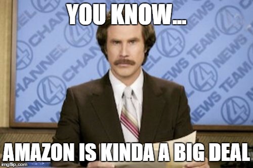 Ron Burgundy Meme | YOU KNOW... AMAZON IS KINDA A BIG DEAL | image tagged in memes,ron burgundy | made w/ Imgflip meme maker