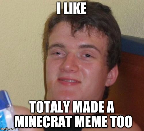 10 Guy Meme | I LIKE TOTALY MADE A MINECRAT MEME TOO | image tagged in memes,10 guy | made w/ Imgflip meme maker