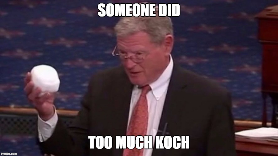 Koch Head | SOMEONE DID TOO MUCH KOCH | image tagged in politics,stupid people,christianity,inhoff,republicans | made w/ Imgflip meme maker