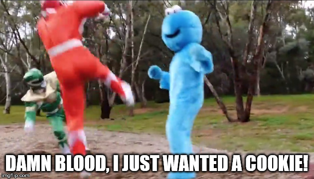 image tagged in cookie monster,blood | made w/ Imgflip meme maker