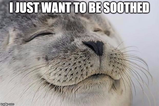 I just want to be soothed | image tagged in soothe,grief,satisfied seal | made w/ Imgflip meme maker