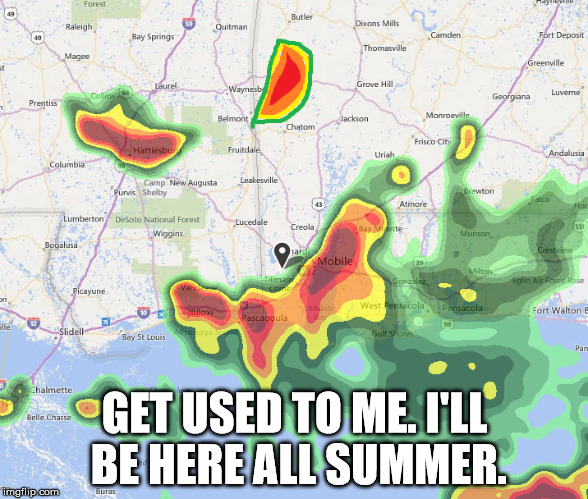 GET USED TO ME. I'LL BE HERE ALL SUMMER. | image tagged in summer,rain,drenched,monster | made w/ Imgflip meme maker