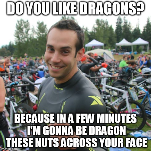 DO YOU LIKE DRAGONS? BECAUSE IN A FEW MINUTES I'M GONNA BE DRAGON THESE NUTS ACROSS YOUR FACE | made w/ Imgflip meme maker
