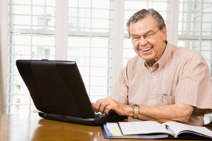 Old Man on Computer Blank Meme Template