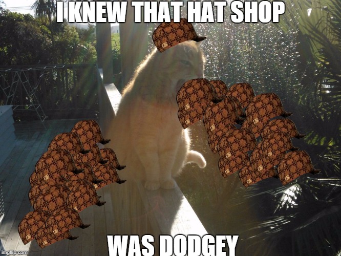 I KNEW THAT HAT SHOP WAS DODGEY | image tagged in blurrrrrrrrrrrrrrp,scumbag | made w/ Imgflip meme maker