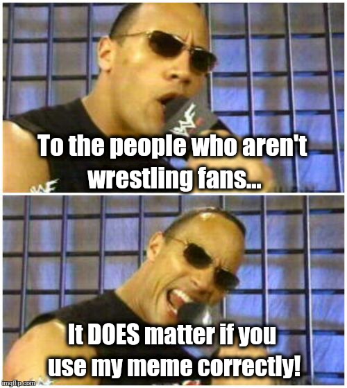 The Rock It Doesn't Matter | To the people who aren't wrestling fans... It DOES matter if you use my meme correctly! | image tagged in memes,the rock it doesnt matter | made w/ Imgflip meme maker