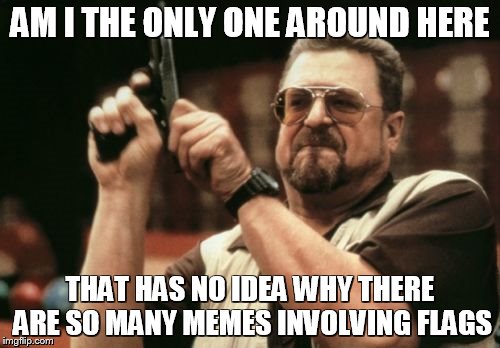 Am I The Only One Around Here | AM I THE ONLY ONE AROUND HERE THAT HAS NO IDEA WHY THERE ARE SO MANY MEMES INVOLVING FLAGS | image tagged in memes,am i the only one around here | made w/ Imgflip meme maker