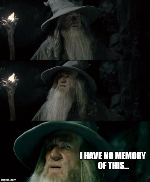Confused Gandalf Meme | I HAVE NO MEMORY OF THIS... | image tagged in memes,confused gandalf | made w/ Imgflip meme maker