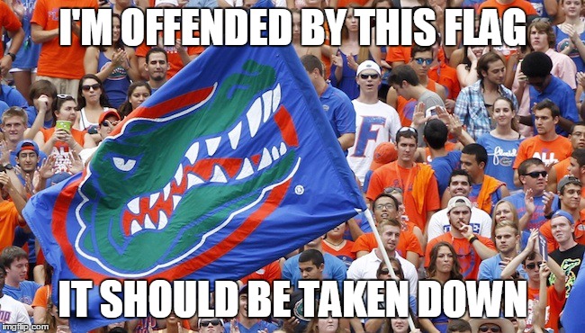 Gator Hater | I'M OFFENDED BY THIS FLAG IT SHOULD BE TAKEN DOWN | image tagged in memes,funny memes,florida,gators,flags | made w/ Imgflip meme maker