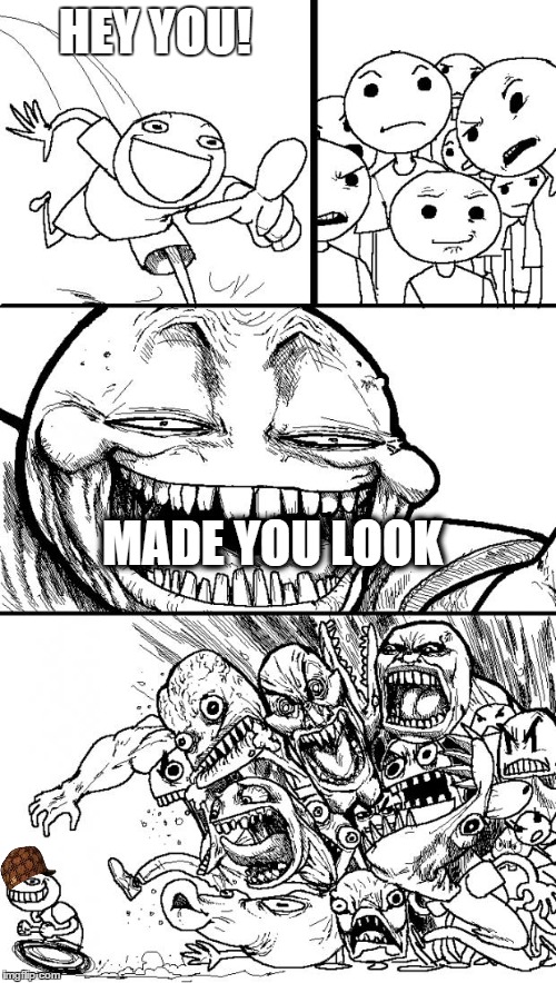 Hey Internet Meme | HEY YOU! MADE YOU LOOK | image tagged in memes,hey internet,scumbag | made w/ Imgflip meme maker