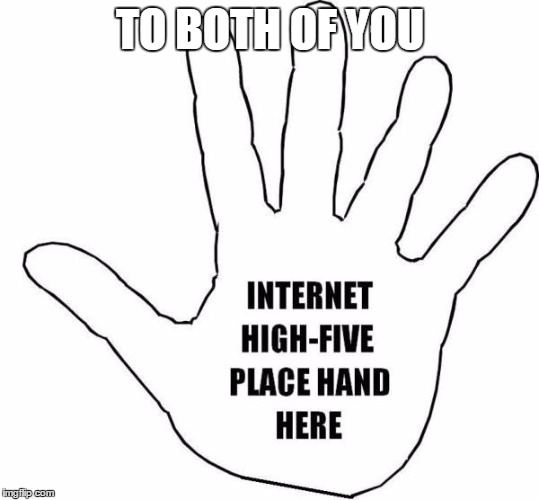 High Five! | TO BOTH OF YOU | image tagged in high five | made w/ Imgflip meme maker