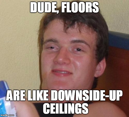 10 Guy Meme | DUDE, FLOORS ARE LIKE DOWNSIDE-UP CEILINGS | image tagged in memes,10 guy | made w/ Imgflip meme maker
