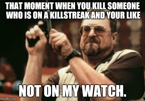 Am I The Only One Around Here | THAT MOMENT WHEN YOU KILL SOMEONE WHO IS ON A KILLSTREAK AND YOUR LIKE NOT ON MY WATCH. | image tagged in memes,am i the only one around here | made w/ Imgflip meme maker