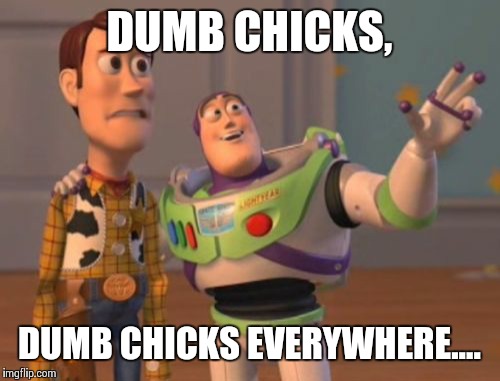 X, X Everywhere Meme | DUMB CHICKS, DUMB CHICKS EVERYWHERE.... | image tagged in memes,x x everywhere | made w/ Imgflip meme maker