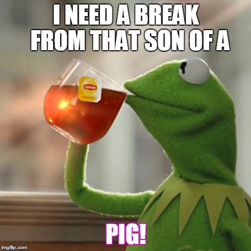 But That's None Of My Business | I NEED A BREAK  FROM THAT SON OF A PIG! | image tagged in memes,but thats none of my business,kermit the frog | made w/ Imgflip meme maker