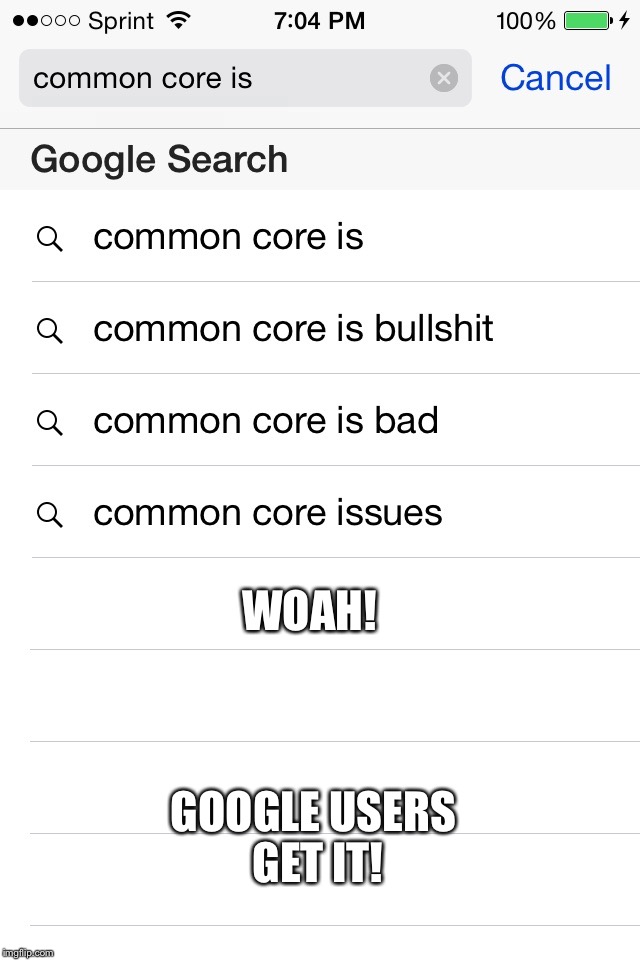 Bullshit indeed | WOAH! GOOGLE USERS GET IT! | image tagged in common core,'murica | made w/ Imgflip meme maker