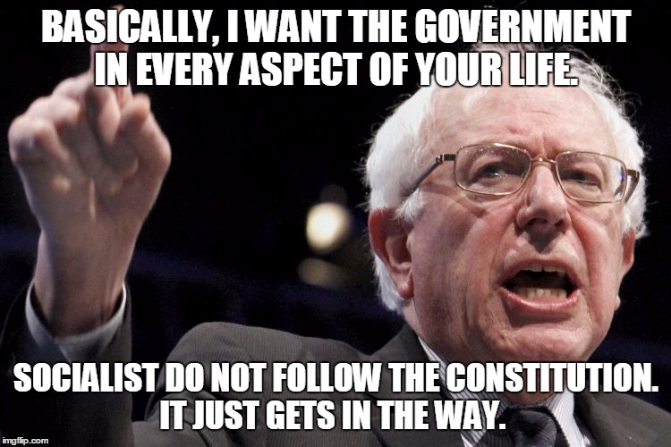 Bernie Sanders | BASICALLY, I WANT THE GOVERNMENT IN EVERY ASPECT OF YOUR LIFE. SOCIALIST DO NOT FOLLOW THE CONSTITUTION. IT JUST GETS IN THE WAY. | image tagged in bernie sanders,memes,rand paul,election 2016,election | made w/ Imgflip meme maker