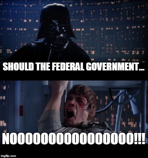 Should the Federal Government | SHOULD THE FEDERAL GOVERNMENT... NOOOOOOOOOOOOOOOO!!! | image tagged in memes,star wars no,government | made w/ Imgflip meme maker