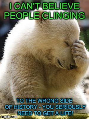 Facepalm Bear Meme | I CAN'T BELIEVE PEOPLE CLINGING TO THE WRONG SIDE OF HISTORY - YOU SERIOUSLY NEED TO GET A LIFE! | image tagged in memes,facepalm bear | made w/ Imgflip meme maker