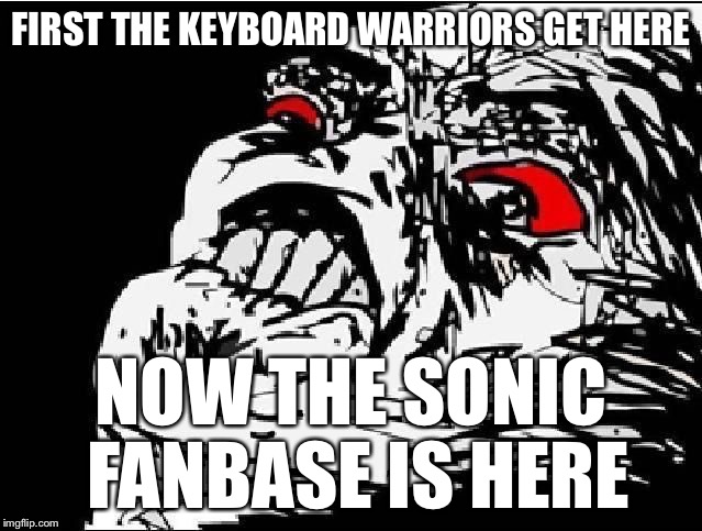 FIRST THE KEYBOARD WARRIORS GET HERE NOW THE SONIC FANBASE IS HERE | made w/ Imgflip meme maker