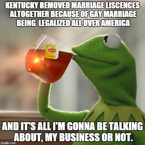 But That's None Of My Business Meme | KENTUCKY REMOVED MARRIAGE LISCENCES ALTOGETHER BECAUSE OF GAY MARRIAGE BEING  LEGALIZED ALL OVER AMERICA AND IT'S ALL I'M GONNA BE TALKING A | image tagged in memes,but thats none of my business,kermit the frog | made w/ Imgflip meme maker