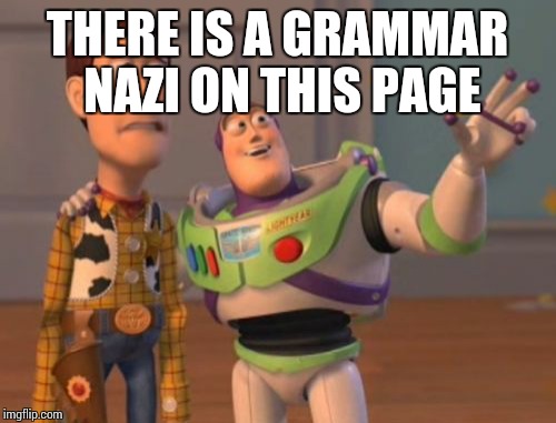 X, X Everywhere Meme | THERE IS A GRAMMAR NAZI ON THIS PAGE | image tagged in memes,x x everywhere | made w/ Imgflip meme maker