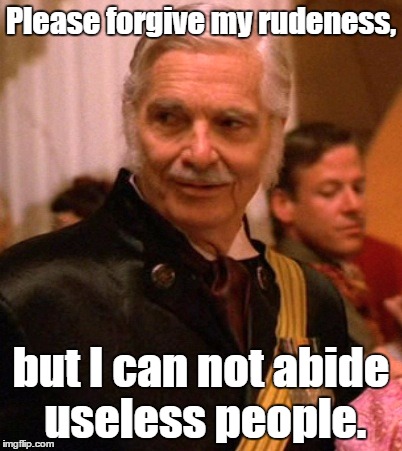 Useless people | Please forgive my rudeness, but I can not abide useless people. | image tagged in shindig guy | made w/ Imgflip meme maker