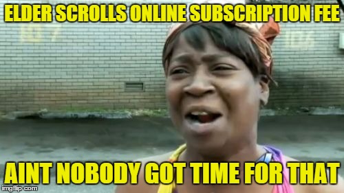 Ain't Nobody Got Time For That Meme | ELDER SCROLLS ONLINE SUBSCRIPTION FEE AINT NOBODY GOT TIME FOR THAT | image tagged in memes,aint nobody got time for that | made w/ Imgflip meme maker