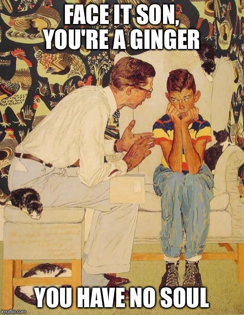 The Problem Is | FACE IT SON, YOU'RE A GINGER YOU HAVE NO SOUL | image tagged in memes,the probelm is | made w/ Imgflip meme maker