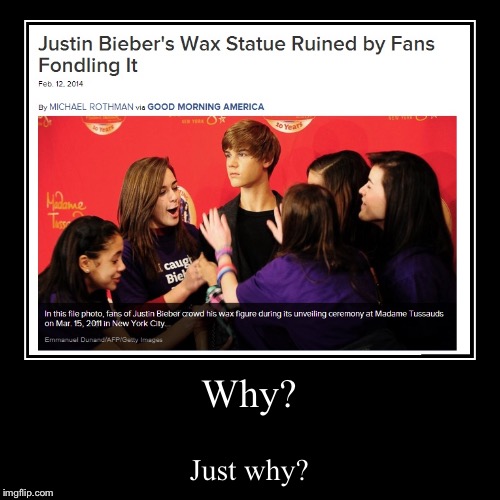 Jb fans... | image tagged in funny,demotivationals,idiots | made w/ Imgflip demotivational maker