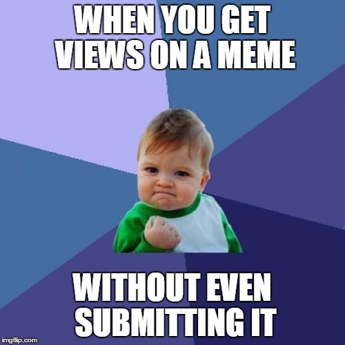 Hacker!!!!!! 2 | WHEN YOU GET VIEWS ON A MEME WITHOUT EVEN SUBMITTING IT | image tagged in memes,success kid | made w/ Imgflip meme maker