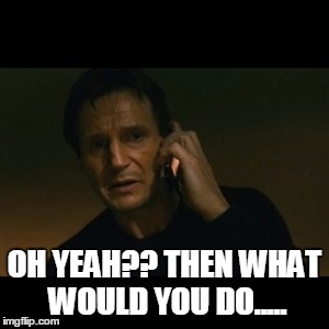Liam is going to have a monster phone bill..... | OH YEAH?? THEN WHAT WOULD YOU DO..... | image tagged in memes,liam neeson taken | made w/ Imgflip meme maker