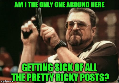 Am I The Only One Around Here Meme | AM I THE ONLY ONE AROUND HERE GETTING SICK OF ALL THE PRETTY RICKY POSTS? | image tagged in memes,am i the only one around here | made w/ Imgflip meme maker