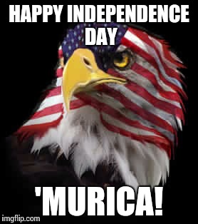A lot has happened this week. So, just in case you forgot... | HAPPY INDEPENDENCE DAY 'MURICA! | image tagged in overly patriotic eagle,memes | made w/ Imgflip meme maker