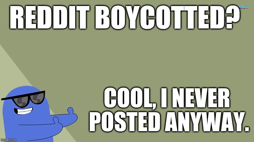 REDDIT BOYCOTTED? COOL, I NEVER POSTED ANYWAY. | image tagged in bloo,reddit | made w/ Imgflip meme maker