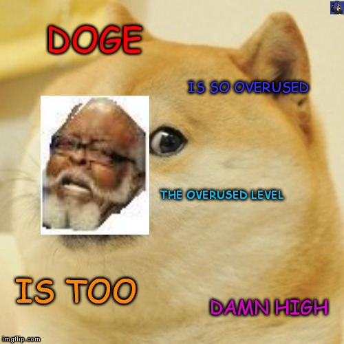 Doge Meme | DOGE IS SO OVERUSED THE OVERUSED LEVEL IS TOO DAMN HIGH | image tagged in memes,doge,scumbag | made w/ Imgflip meme maker