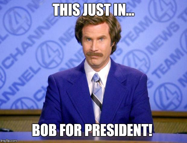 This just in  | THIS JUST IN... BOB FOR PRESIDENT! | image tagged in this just in  | made w/ Imgflip meme maker