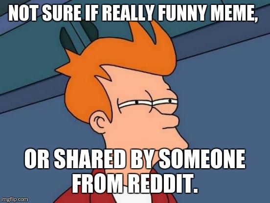 Futurama Fry Meme | NOT SURE IF REALLY FUNNY MEME, OR SHARED BY SOMEONE FROM REDDIT. | image tagged in memes,futurama fry | made w/ Imgflip meme maker