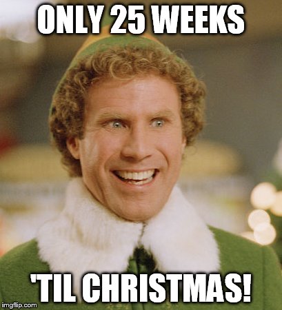 And now, on the lighter side ... | ONLY 25 WEEKS 'TIL CHRISTMAS! | image tagged in memes,buddy the elf | made w/ Imgflip meme maker