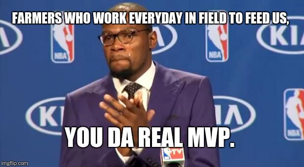 You The Real MVP Meme | FARMERS WHO WORK EVERYDAY IN FIELD TO FEED US, YOU DA REAL MVP. | image tagged in memes,you the real mvp | made w/ Imgflip meme maker
