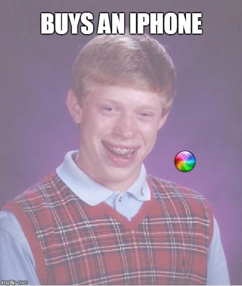 Brian buys an iphone | BUYS AN IPHONE | image tagged in iphone,mac | made w/ Imgflip meme maker
