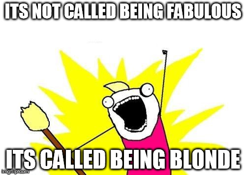 X All The Y | ITS NOT CALLED BEING FABULOUS ITS CALLED BEING BLONDE | image tagged in memes,x all the y | made w/ Imgflip meme maker